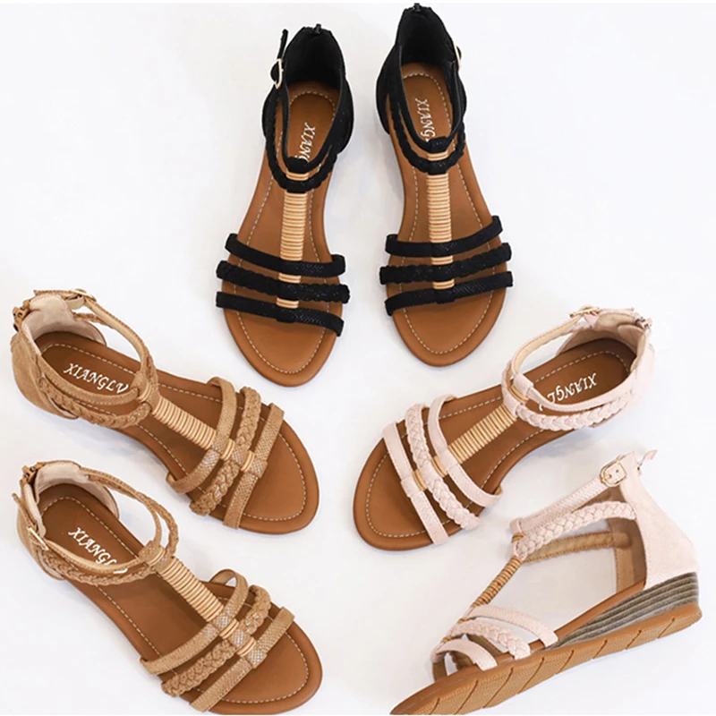 Wedge heel bag with round toe sandals women's summer mid-heel 2021 new roman shoes fashion beach shoes
Wedge heel bag with round toe sandals women's summer mid-heel 2021 new roman shoes fashion beach shoes