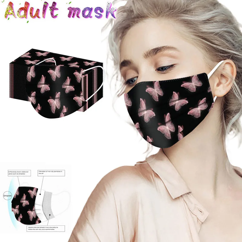 

New Mascarillas Adult Illusion Butterfl Printing Disposable Mask Three-layer Goddess Protective Mask Masks For Virus Protection