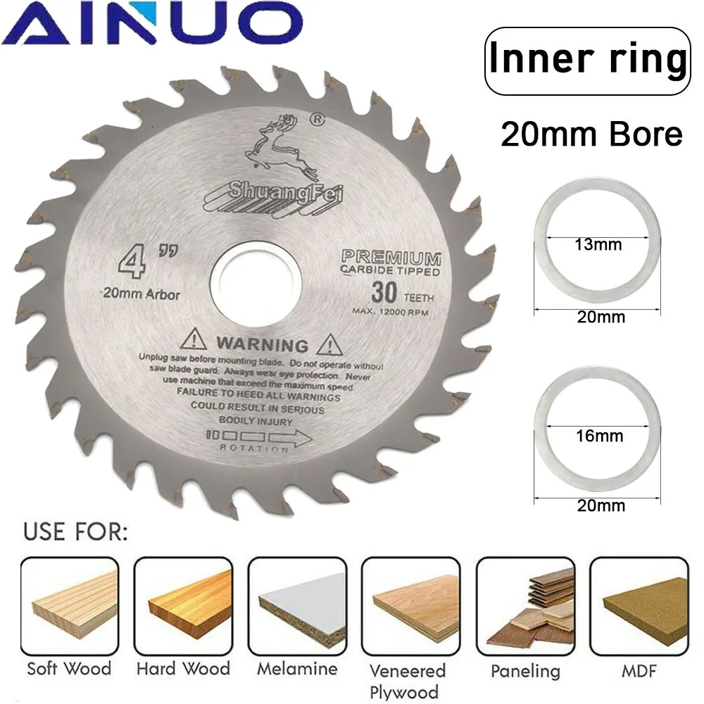 100mm 4" Carbide Saw Blade Angle Grinder Saw Disc Carbide Tipped Wood Cutter Wood Cutting Disc Woodworking Tool 4/5" Hole
100mm 4" Carbide Saw Blade Angle Grinder Saw Disc Carbide Tipped Wood Cutter Wood Cutting Disc Woodworking Tool 4/5" Hole
