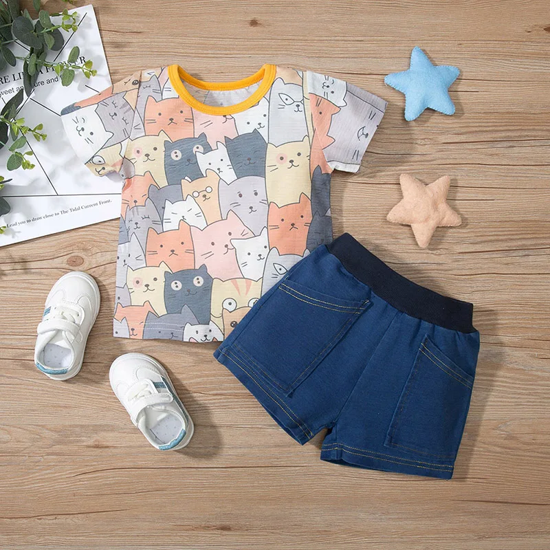 Summer Newborn Infant Baby Boy Clothes Sets Cotton Print Cartoon Set Short Sleeve T-shirt + Shorts Blue Pants Set 3-18 Months
Summer Newborn Infant Baby Boy Clothes Sets Cotton Print Cartoon Set Short Sleeve T-shirt + Shorts Blue Pants Set 3-18 Months
