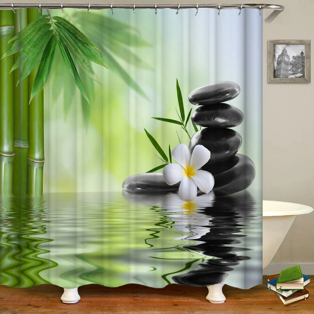 Zen Stone Green Plants Pattern Shower Curtain Bathroom Waterproof 3d Printing Bath Curtain With Hooks 180*180cm Polyester Cloth
Zen Stone Green Plants Pattern Shower Curtain Bathroom Waterproof 3d Printing Bath Curtain With Hooks 180*180cm Polyester Cloth