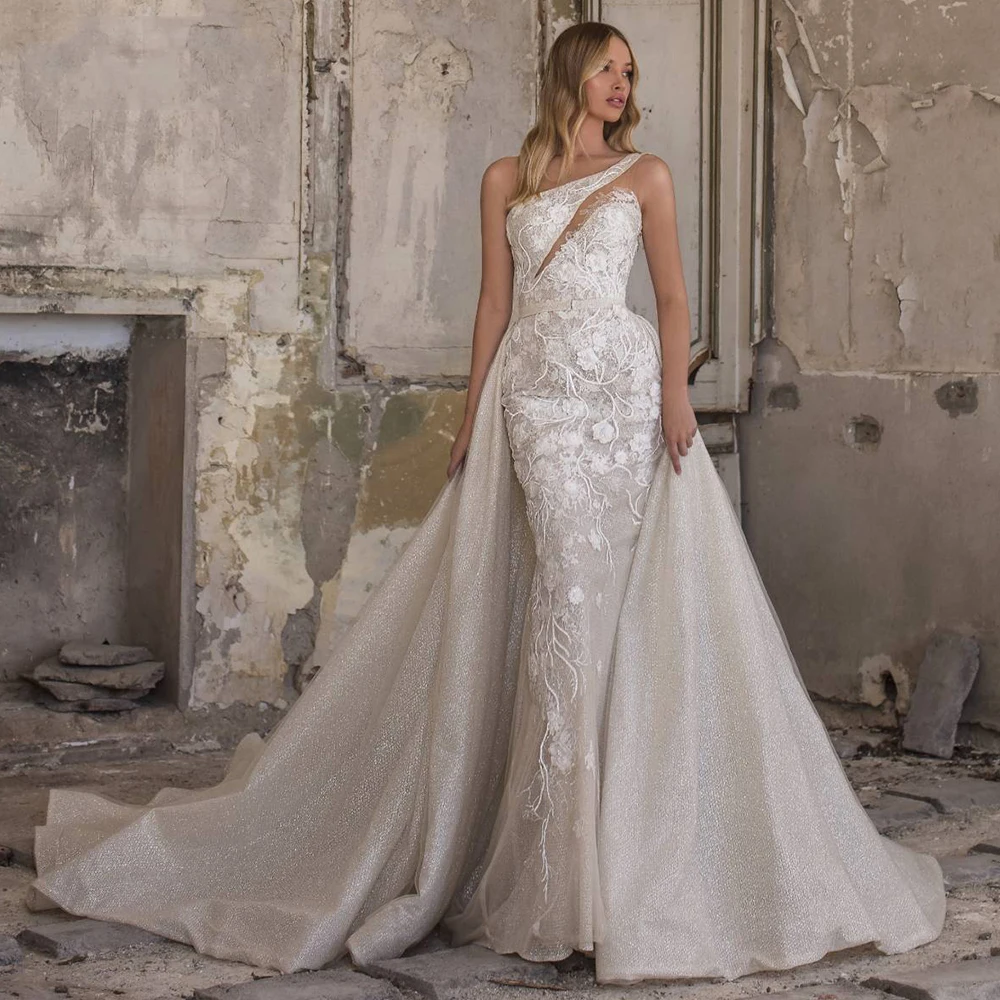 Luxurious Mermaid Wedding Dresses Glitter Appliques Lace Detachable Train Charming Sleeveless Bride Gowns 2021 Vestido De Noiva
Luxurious Mermaid Wedding Dresses Glitter Appliques Lace Detachable Train Charming Sleeveless Bride Gowns 2021 Vestido De Noiva