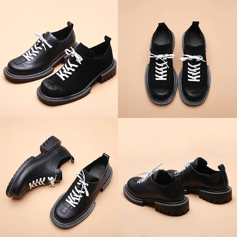 Spring/Autumn New Genuine Leather Women Shoes Lace-Up Platform Shoes Round Toe Thick Heel Deep Mouth Flats Handmade Size 34-42
Spring/Autumn New Genuine Leather Women Shoes Lace-Up Platform Shoes Round Toe Thick Heel Deep Mouth Flats Handmade Size 34-42