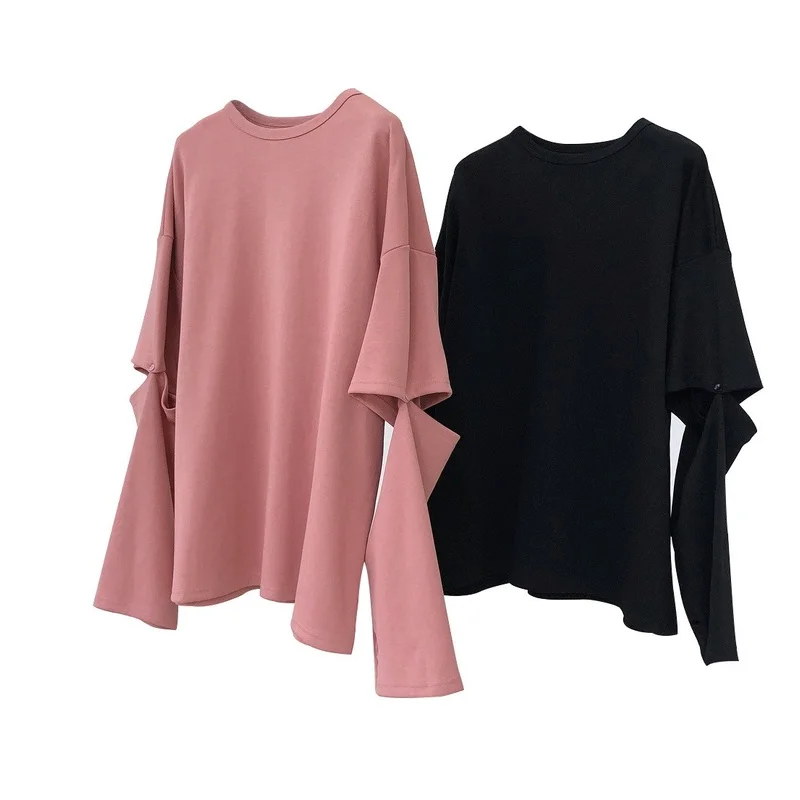 Spring New Style Cuff Hole Round Neck Sweater Loose Chunse Long-sleeved Casual Top Women Sweatshirt Women
Spring New Style Cuff Hole Round Neck Sweater Loose Chunse Long-sleeved Casual Top Women Sweatshirt Women