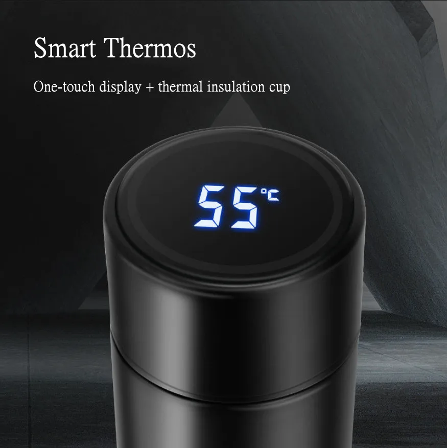 500ml 304 Stainless steel vacuum mug LED digital temperature display stainless steel coffee insulation cup smart insulation mug
500ml 304 Stainless steel vacuum mug LED digital temperature display stainless steel coffee insulation cup smart insulation mug