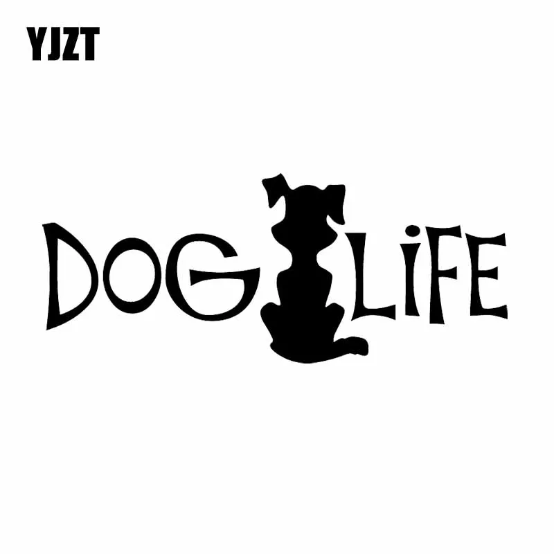 YJZT 18.2X7.5CM Dog Life Silhouette Window Car Sticker Pet Love Dogs Pawprint Puppy Vinyl Decal Black/Silver C24-1452 | Автомобили и