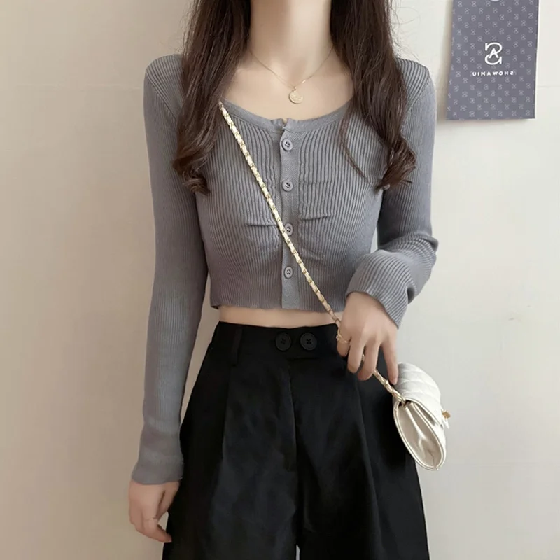 Long Sleeve Shirt Women Knitted Design Slim Bottomed Shirt Short T-shirt Women's Exposed Navel Sweet Spice Girl
Long Sleeve Shirt Women Knitted Design Slim Bottomed Shirt Short T-shirt Women's Exposed Navel Sweet Spice Girl