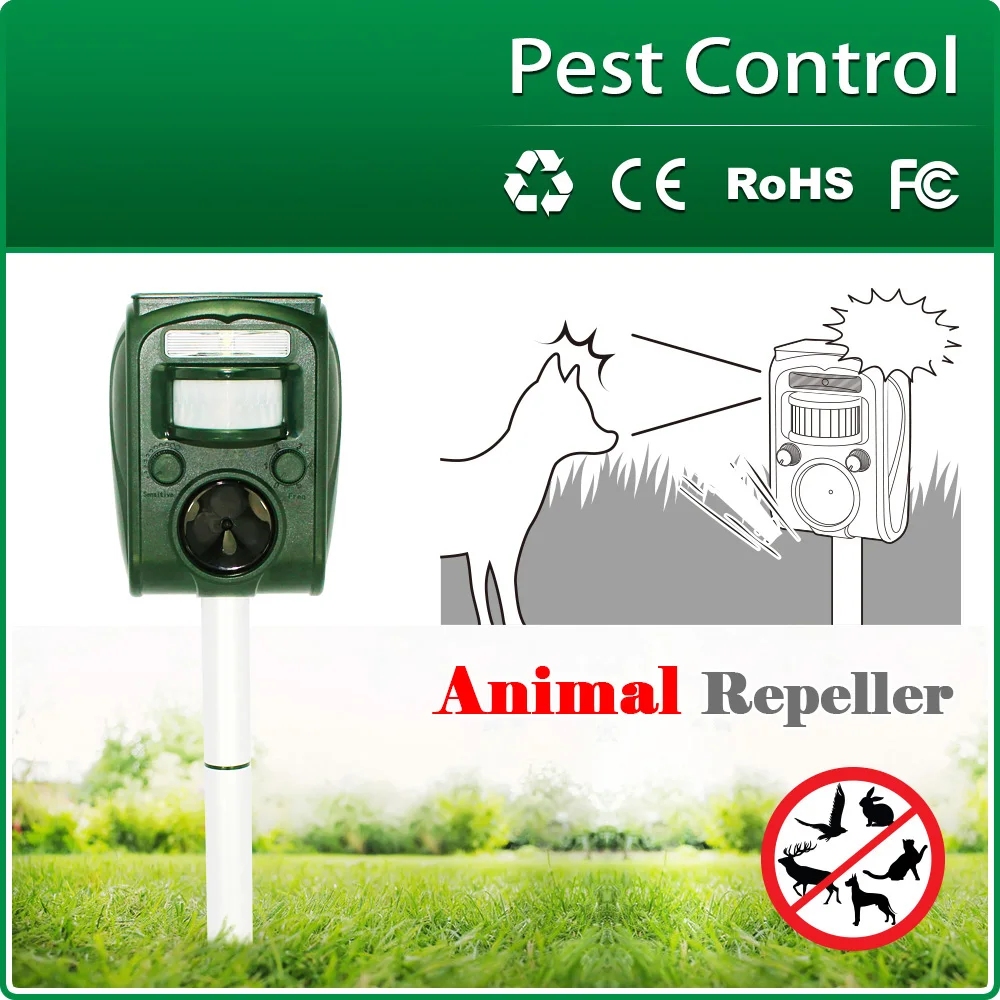 Outdoor Waterproof Solar Power Ultrasonic Animal Pest Mouse Repeller PIR Sensor Garden Cat Dog Fox Repellent Keep Animals Away
Outdoor Waterproof Solar Power Ultrasonic Animal Pest Mouse Repeller PIR Sensor Garden Cat Dog Fox Repellent Keep Animals Away