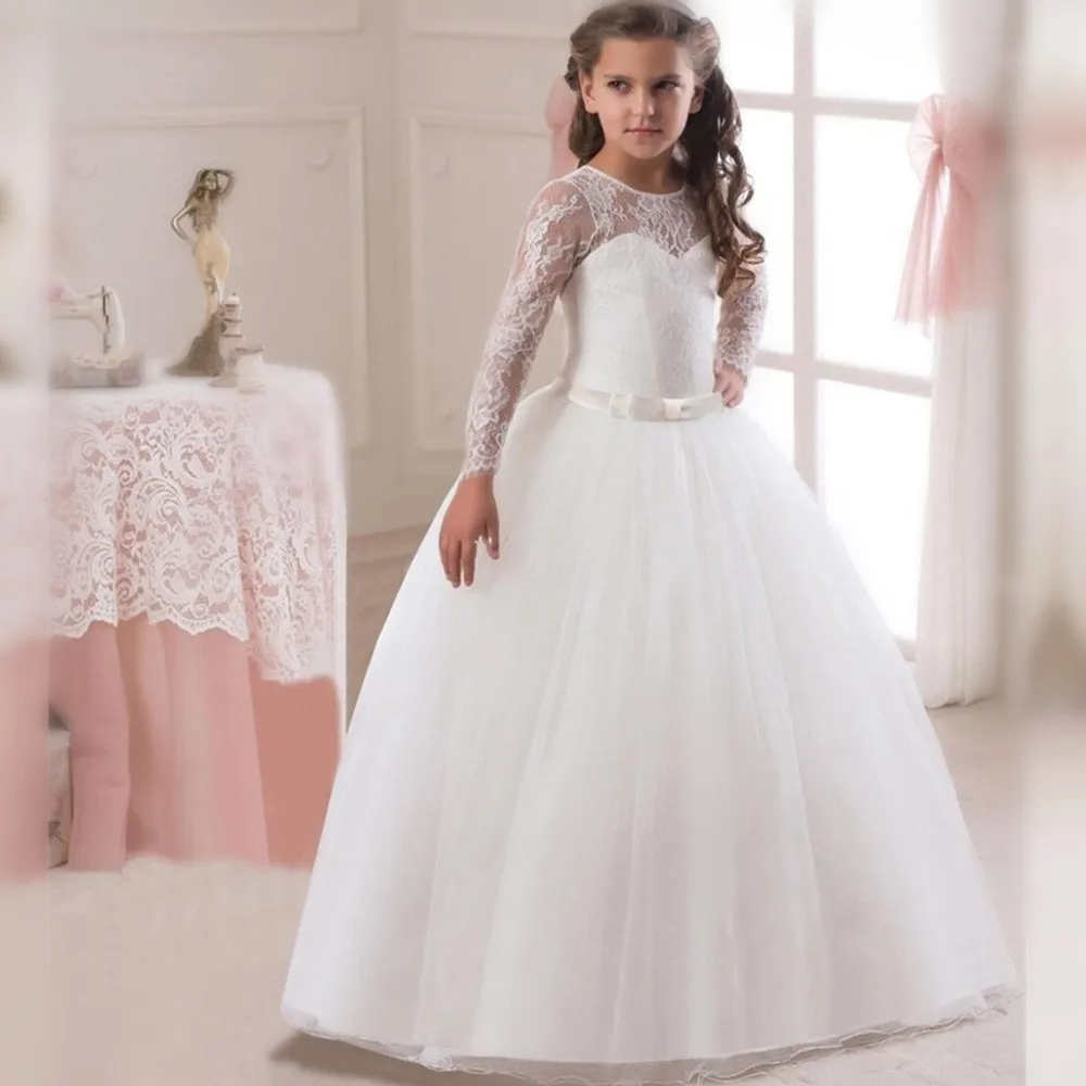 2020 Long Flower Prom Gowns Teenagers Dresses for Girls Children Party Clothing Kids Evening Formal Dress for Bridesmaid Wedding