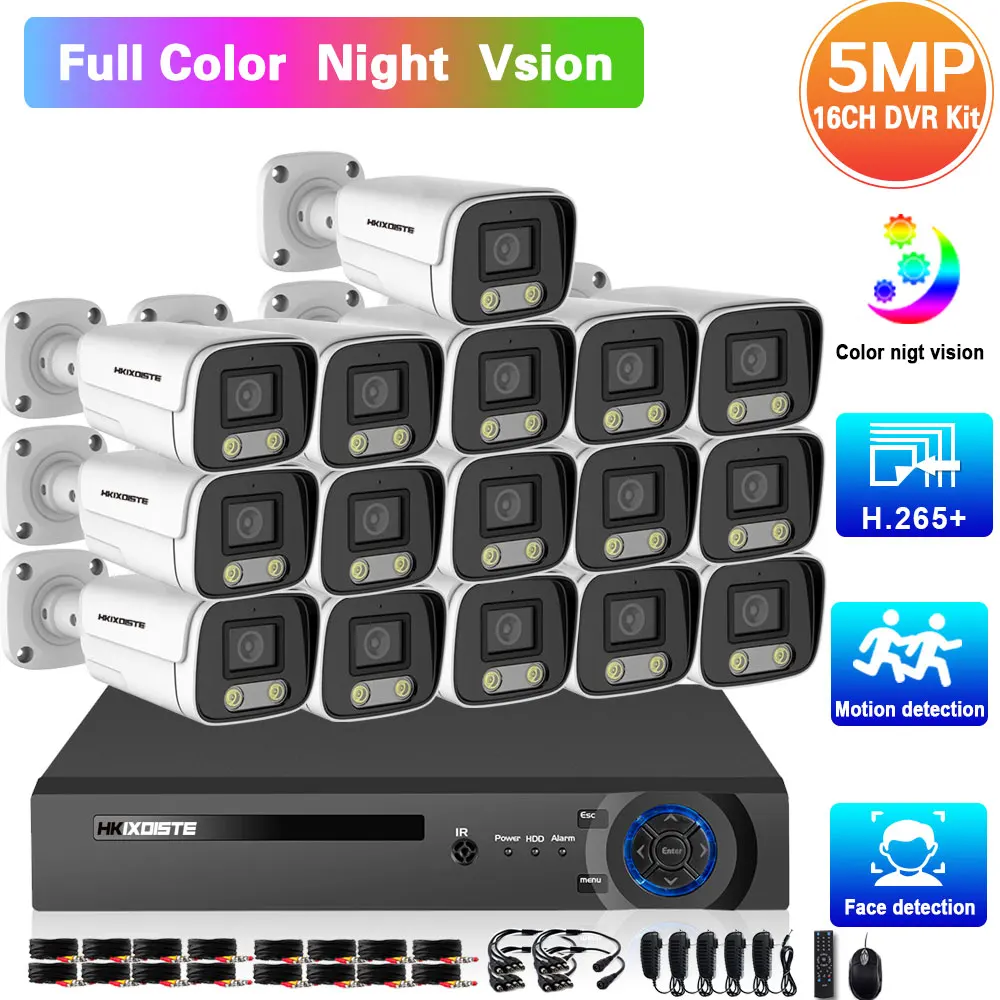 16CH CCTV Camera Security System Kit 5MP 16 Channel DVR Camera Surveillance Kit Outdoor Waterproof Video Surveillance System Set 
16CH CCTV Camera Security System Kit 5MP 16 Channel DVR Camera Surveillance Kit Outdoor Waterproof Video Surveillance System Set