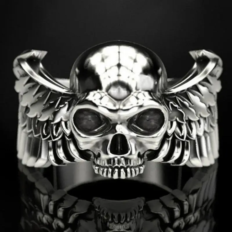Personality Hip Hop Geometric Skull Demon Wing Finger Ring For Men Women Punk Locomotive Skull Head Ring Jewelry
Personality Hip Hop Geometric Skull Demon Wing Finger Ring For Men Women Punk Locomotive Skull Head Ring Jewelry