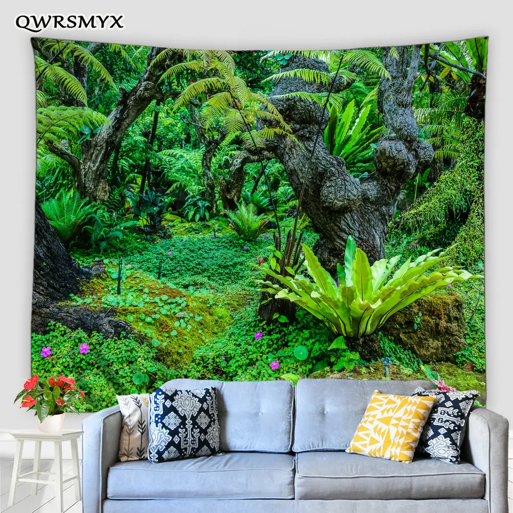 

Tropical Plant Leaf Forest Landscape Tapestry Aesthetic Nature Scenery Wall Hanging Living Room Bedroom Decor Wall Tapestries
