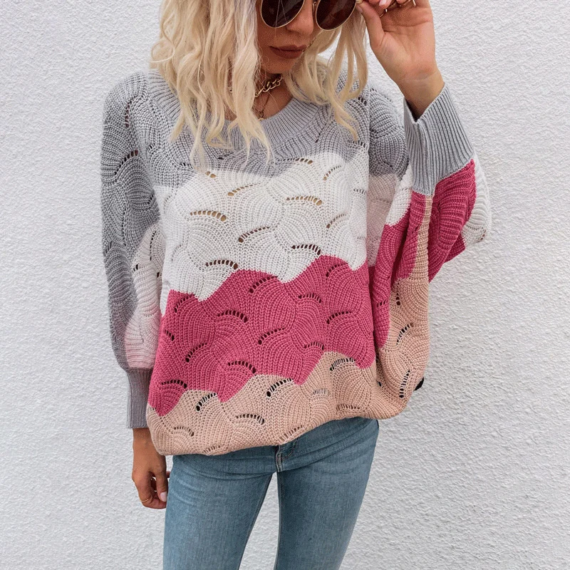 Sweater Women's Contrasting Color Hollow Bat Sleeve Long Sleeve Pullover Tops 2021 Fall Winter New Wm*
Sweater Women's Contrasting Color Hollow Bat Sleeve Long Sleeve Pullover Tops 2021 Fall Winter New Wm*