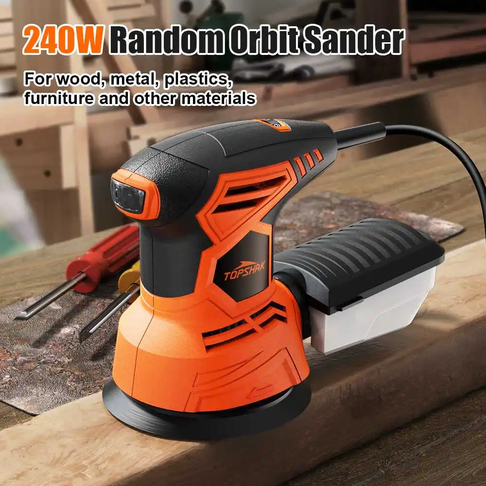 

125MM 240W Corded Electric Random Orbits Sander Machine with 20Pcs Sandpapers 120V/240V Strong Dust Collection Polisher 240/120V