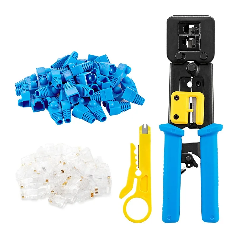 Perforated network crimping pliers set crystal head crimping pliers combination 6P8P ratchet through hole network cable pliers
Perforated network crimping pliers set crystal head crimping pliers combination 6P8P ratchet through hole network cable pliers