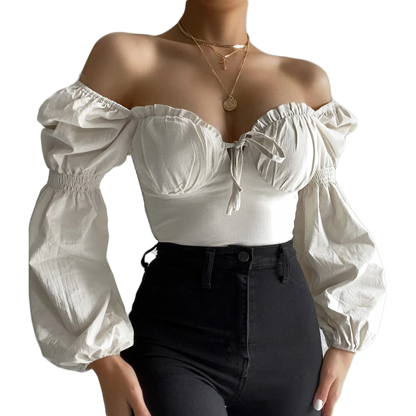 Women’s Casual Puff Sleeve T-shirt Fashion Solid Color Tie-up V-neck Exposed Navel Tops
Women’s Casual Puff Sleeve T-shirt Fashion Solid Color Tie-up V-neck Exposed Navel Tops