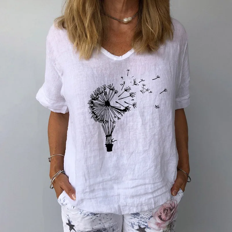 Summer Casual Floral Print Linen Cotton Blouse Women Elegant V Neck Short Sleeve Shirt Plus Size Tops and Blouses Streetwear 3XL
Summer Casual Floral Print Linen Cotton Blouse Women Elegant V Neck Short Sleeve Shirt Plus Size Tops and Blouses Streetwear 3XL