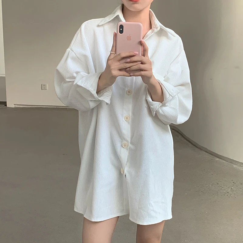 Korean Version Casual Corduroy Shirt Women Spring Autumn Clothes Shirt Long Sleeve Mid-Length Blouse Shirts Simplicity Commute
Korean Version Casual Corduroy Shirt Women Spring Autumn Clothes Shirt Long Sleeve Mid-Length Blouse Shirts Simplicity Commute