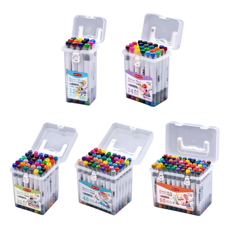 12/24/36/48/60Pcs Marker Pen Set Watercolor Brush Dual Tips Fineliner Drawing Pens for Adult Kids Coloring Sketching
12/24/36/48/60Pcs Marker Pen Set Watercolor Brush Dual Tips Fineliner Drawing Pens for Adult Kids Coloring Sketching