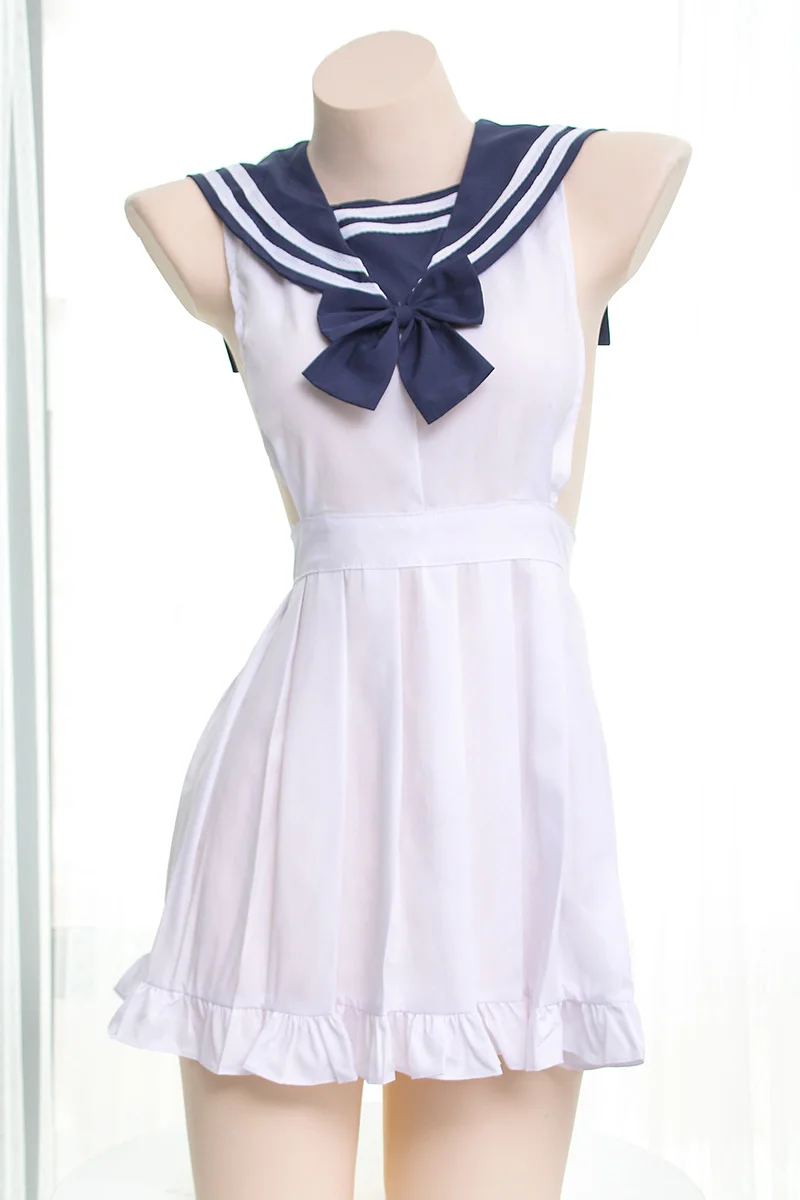 Sailor Suit Apron Japanese Lovely Sexy Lolita Cross Bandage Bow Backless Night Skirt Japanese Cosplay Maid Ruffles Nightdress
Sailor Suit Apron Japanese Lovely Sexy Lolita Cross Bandage Bow Backless Night Skirt Japanese Cosplay Maid Ruffles Nightdress