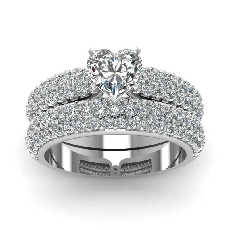 Milangirl Exquisite Ring Set 2pcs/set Romantic Heart White Zircon Ring For Women Accessories Jewelry
Milangirl Exquisite Ring Set 2pcs/set Romantic Heart White Zircon Ring For Women Accessories Jewelry