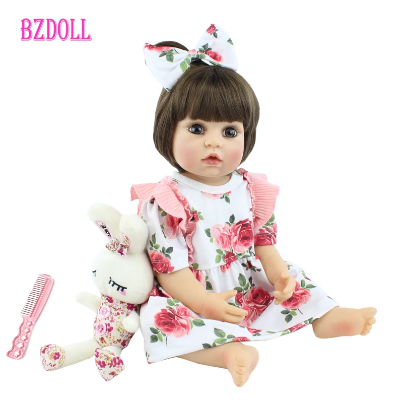 

22inch Full Soft Silicone Reborn Girl Doll Lifelike 55cm Newborn Princess Alive Babies Bebe Boneca Bathe Toy Birthday Gift
