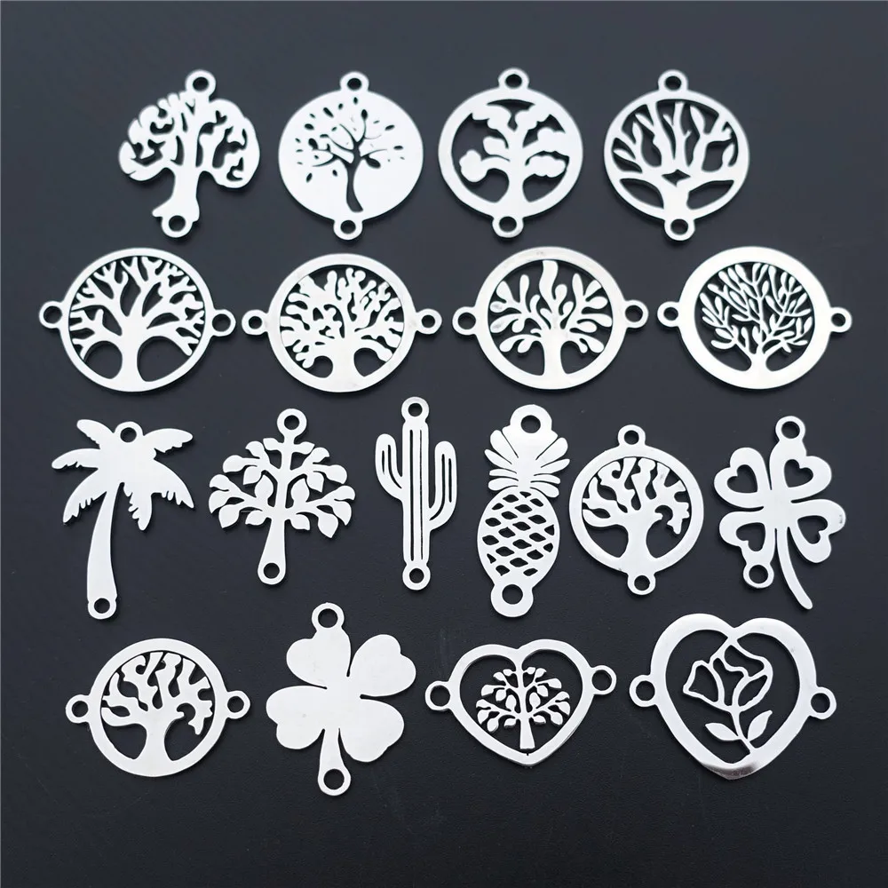 50 Pieces 2 Loops Stainless Steel Life of Tree 4 Leaf Clover Coconut Pineapple Cactaceae Connectors Link DIY Jewelry Findings 
50 Pieces 2 Loops Stainless Steel Life of Tree 4 Leaf Clover Coconut Pineapple Cactaceae Connectors Link DIY Jewelry Findings