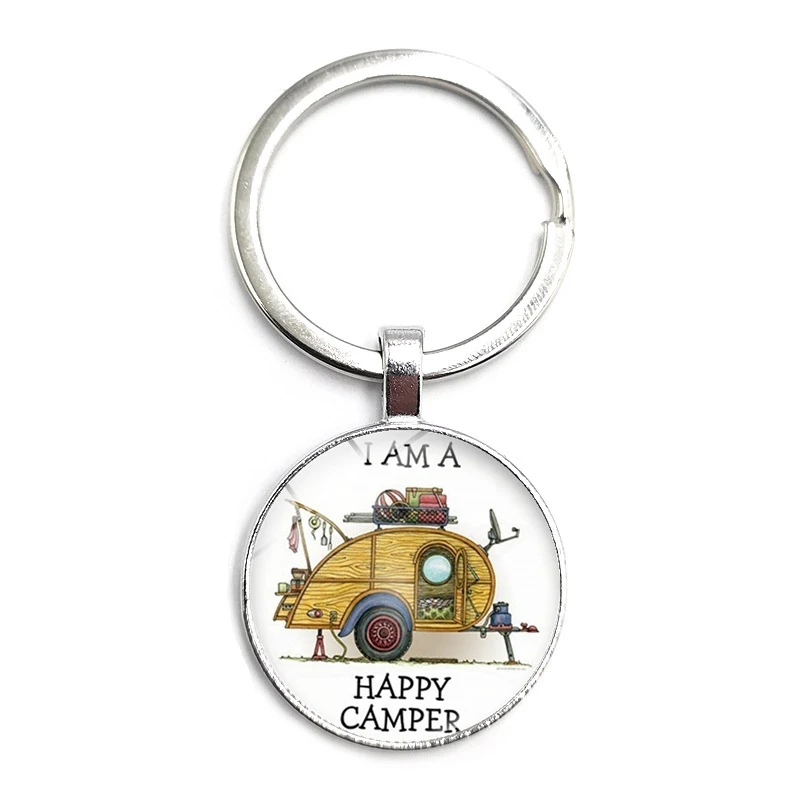 I Am A Happy Camper Vintage Camper Car Key Ring Glass Cabochon Car Key Pendant Male and Female Keychain Gift Jewelry
I Am A Happy Camper Vintage Camper Car Key Ring Glass Cabochon Car Key Pendant Male and Female Keychain Gift Jewelry