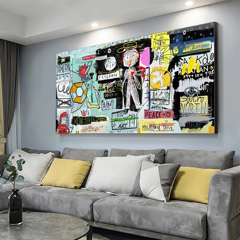 Abstract graffiti canvas painting world graffiti master Basquiat works posters and prints art murals modern home wall decoration
Abstract graffiti canvas painting world graffiti master Basquiat works posters and prints art murals modern home wall decoration