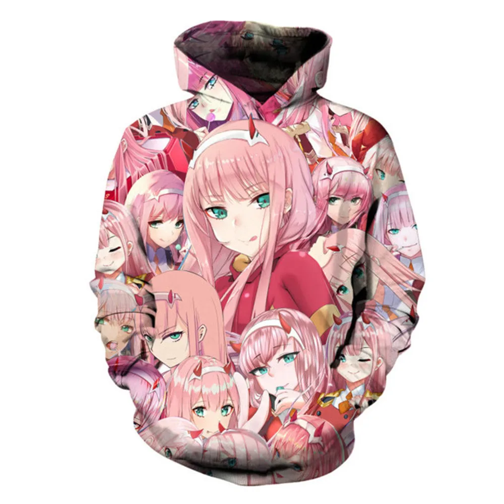 Женский хипстерский костюм DARLING In The FRANXX Розовый пуловер с капюшоном рисунком Zero