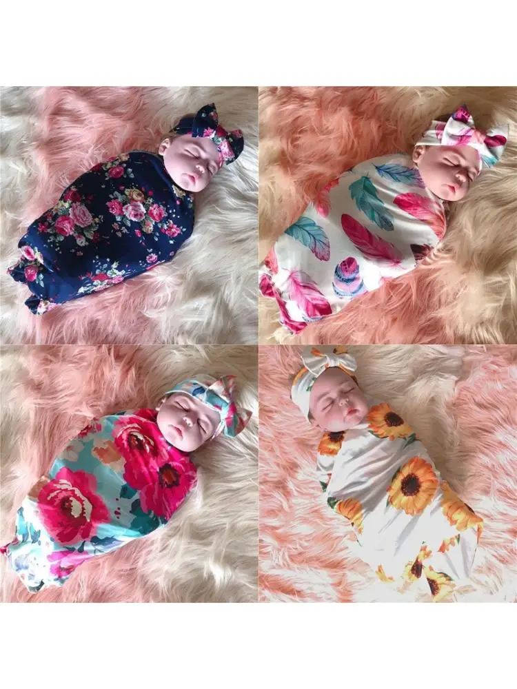 Newborn Baby Receiving Blanket Headband Set Floral Swaddle Wrap Hair Accessories 
Newborn Baby Receiving Blanket Headband Set Floral Swaddle Wrap Hair Accessories