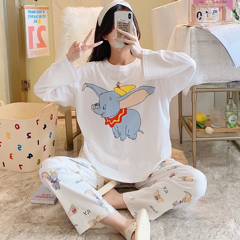 Pajamas Women's Spring and Autumn Cute Elephant Cotton Long Sleeve 2021 New Student plus Size Cotton Homewear Suit
Pajamas Women's Spring and Autumn Cute Elephant Cotton Long Sleeve 2021 New Student plus Size Cotton Homewear Suit
