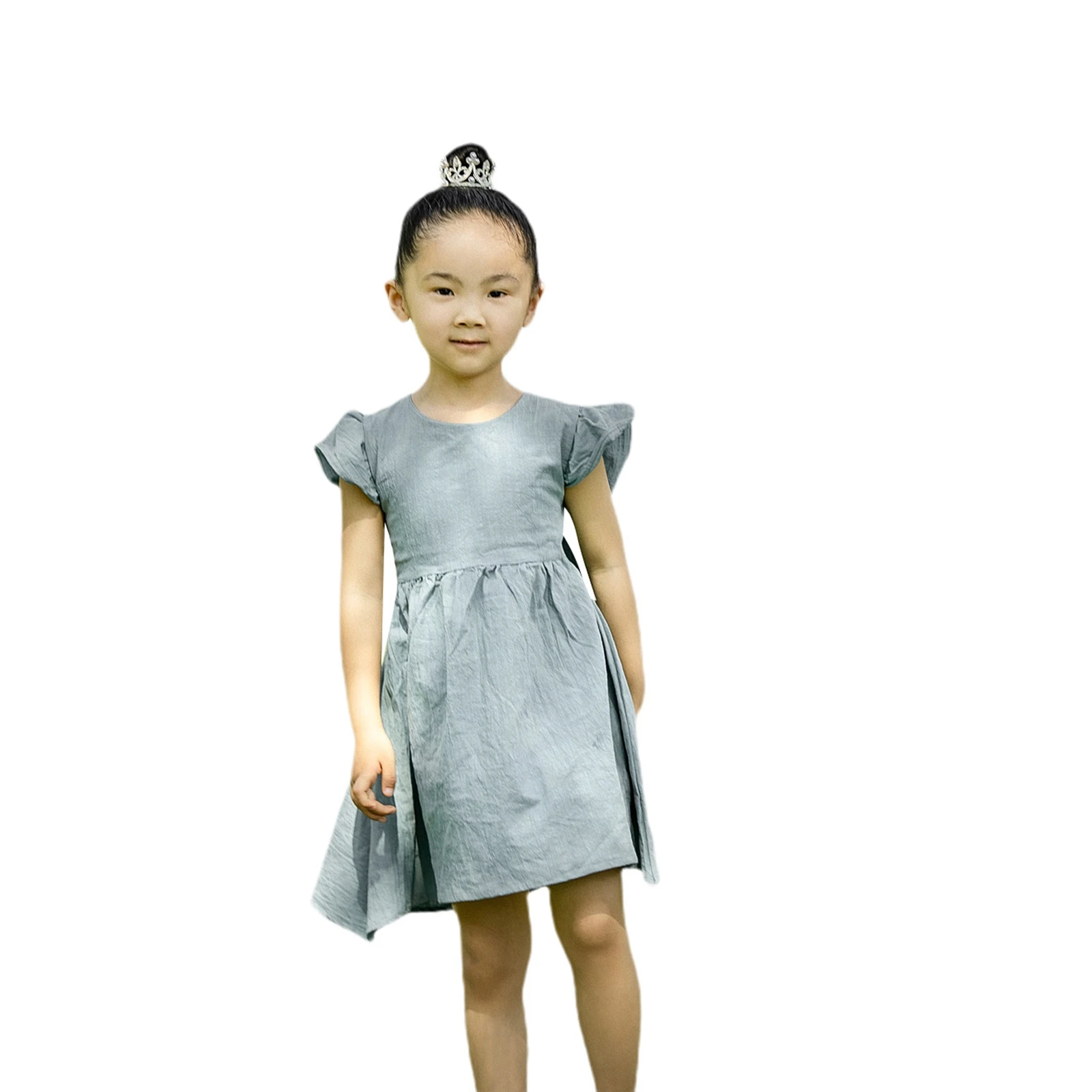 Girls Summer Pleated Fly Sleeve Dress Fresh Solid Color Bow Backless Children A-line Princess Dress 
Girls Summer Pleated Fly Sleeve Dress Fresh Solid Color Bow Backless Children A-line Princess Dress