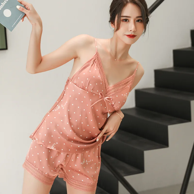 Satin Pink Strap Top&Shorts Women Sleeveless Pajamas Set Sexy Lace Sleep Suit Femme 2PCS Sleepwear V-neck Pijamas Suit
Satin Pink Strap Top&Shorts Women Sleeveless Pajamas Set Sexy Lace Sleep Suit Femme 2PCS Sleepwear V-neck Pijamas Suit