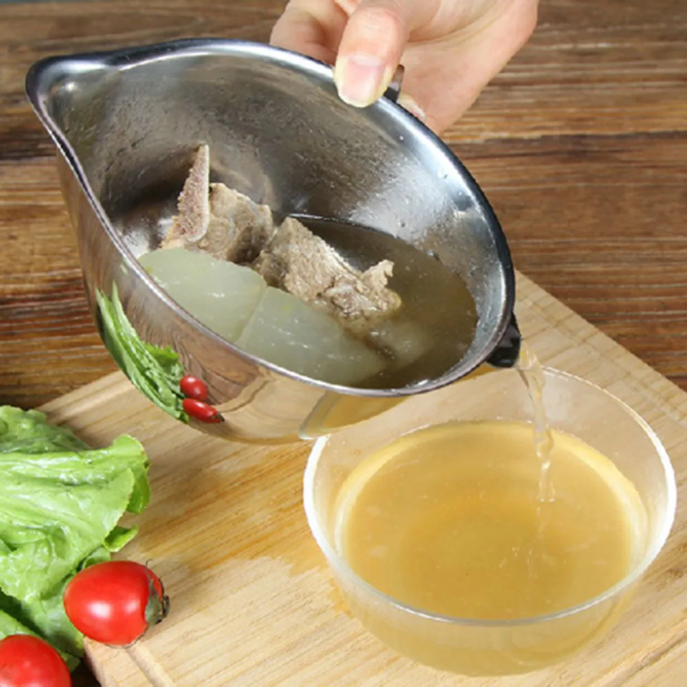304 Stainless Steel Gravy Oil Soup Fat Separator Grease Oiler Filter Strainer Bowl Kitchen Cooking Tools
304 Stainless Steel Gravy Oil Soup Fat Separator Grease Oiler Filter Strainer Bowl Kitchen Cooking Tools