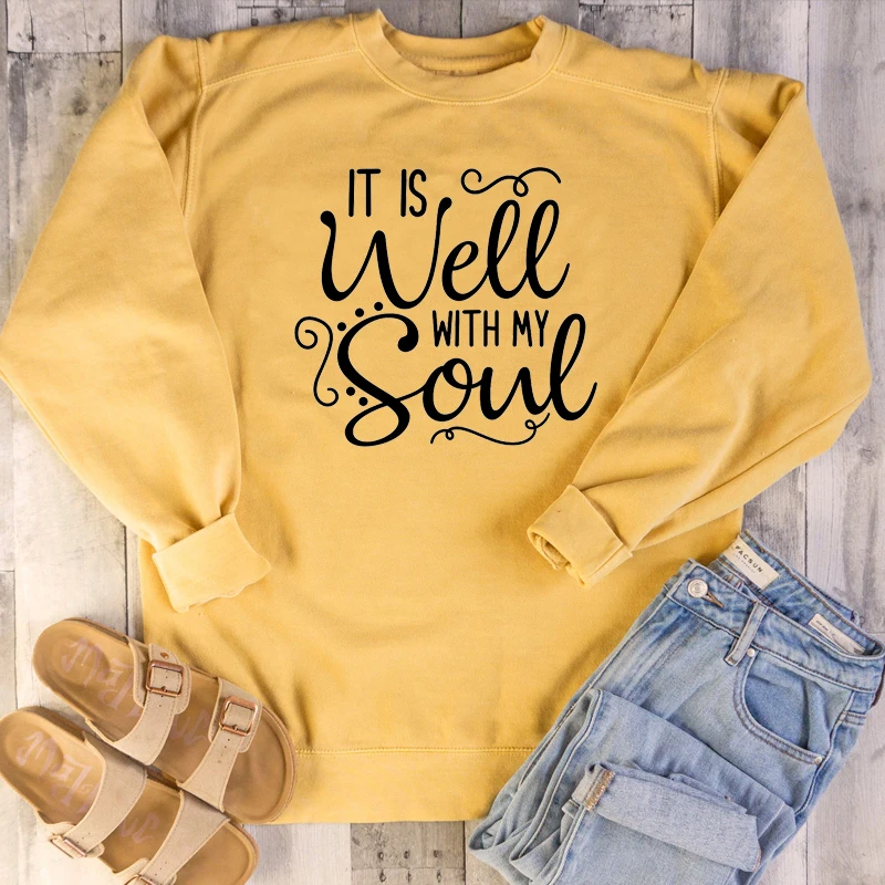 It is well with my soul sweatshirts women fashion quote slogan religion Christian Bible baptism church pure cotton pullover tops
It is well with my soul sweatshirts women fashion quote slogan religion Christian Bible baptism church pure cotton pullover tops
