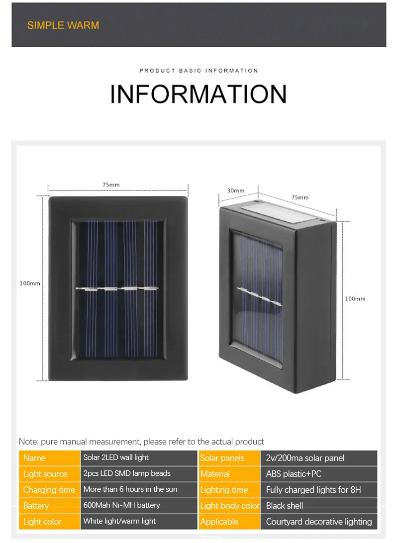 2/4/6pcs LED Solar Wall Light Outdoor LED Light 2V/200ma Solar Panel Wall Lamp Waterproof Decoration Lamp For Garden Street
2/4/6pcs LED Solar Wall Light Outdoor LED Light 2V/200ma Solar Panel Wall Lamp Waterproof Decoration Lamp For Garden Street