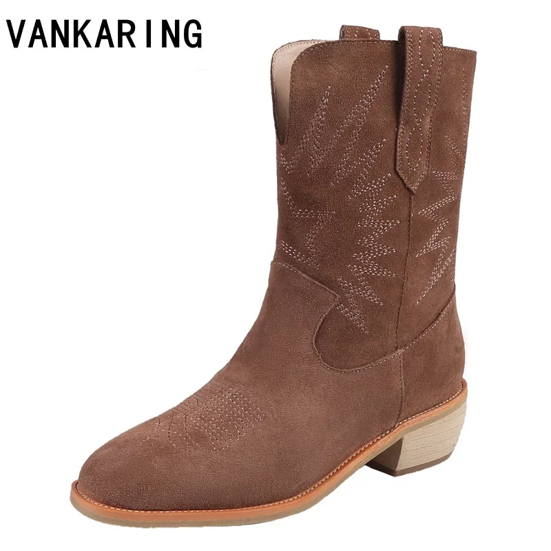 women's ankle boots autumn winter embroidered full suede western cowboy boots shoes woman casual boots thick heel platform shoes 
women's ankle boots autumn winter embroidered full suede western cowboy boots shoes woman casual boots thick heel platform shoes
