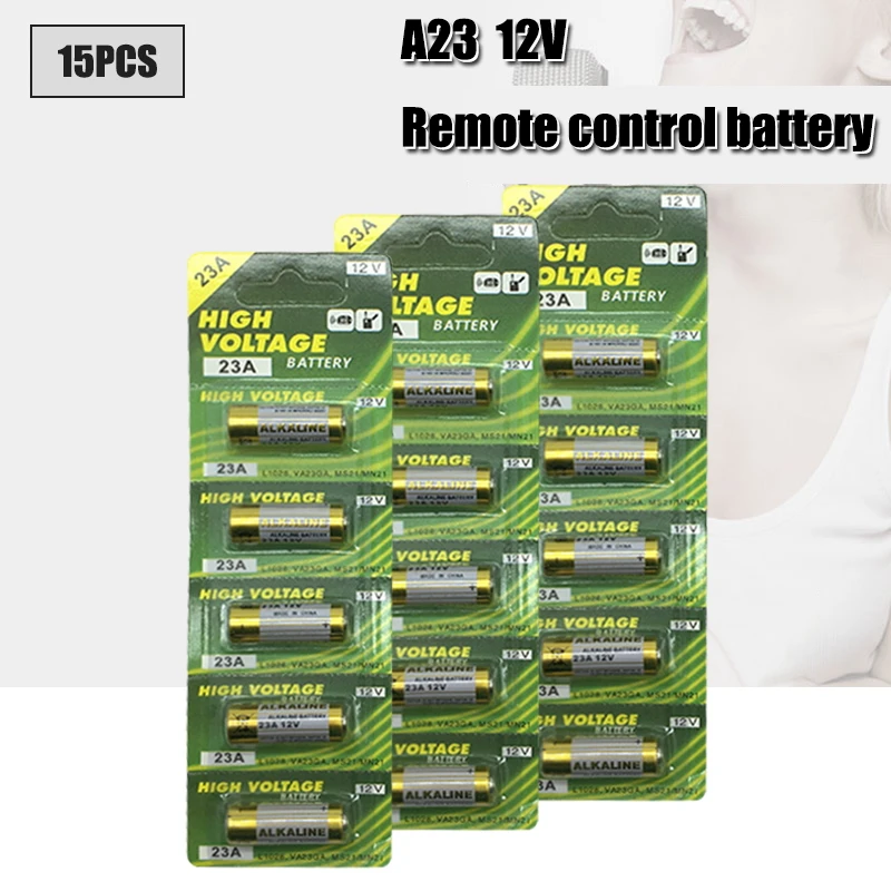 

15pcs/3pack 23A Batteries 12V Alarm-Remote Primary Dry Alkaline Battery 21/23 23GA A23 A-23 GP23A RV08 LRV08 E23A V23GA