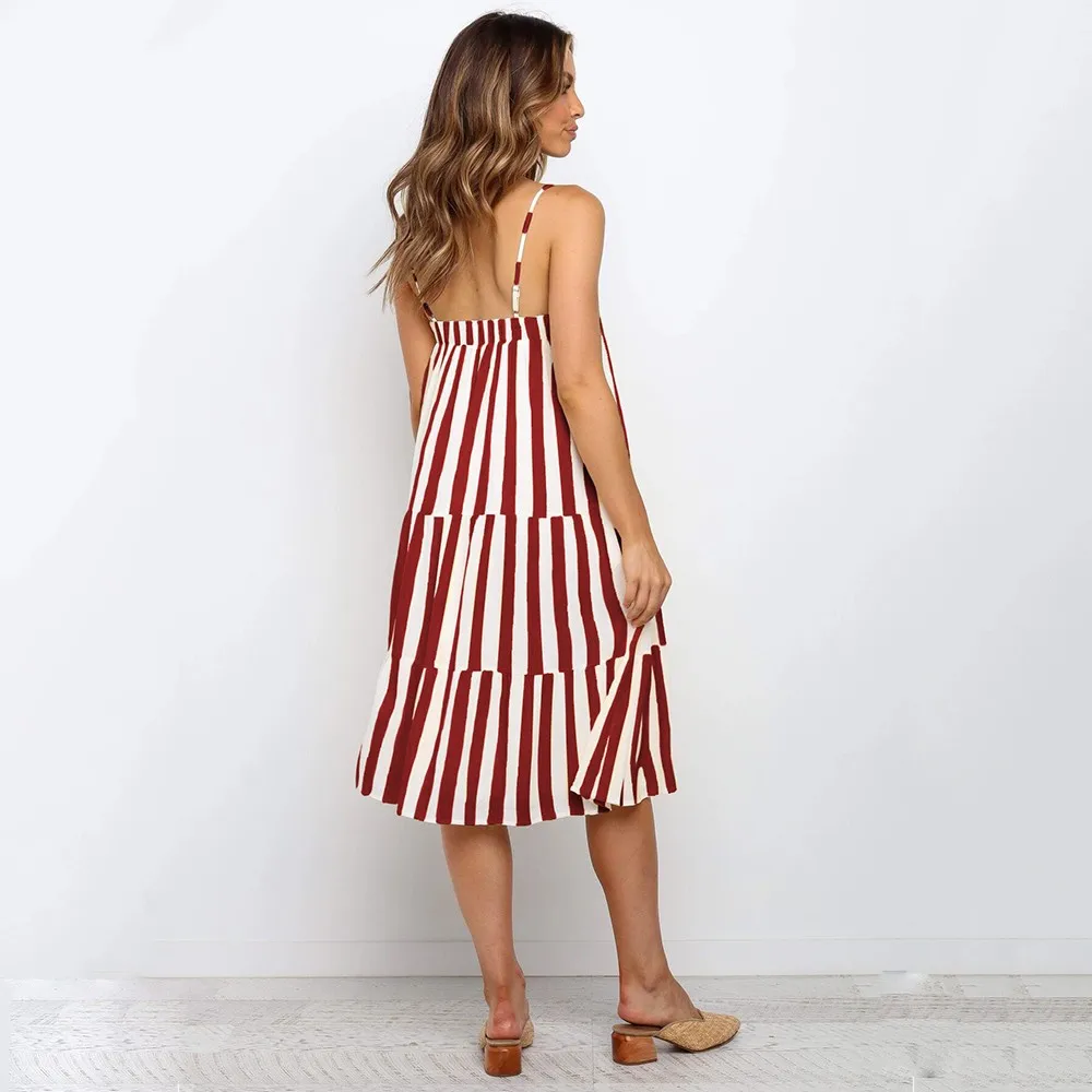 2021 Summer Loose Suspender Skirt Three-Layer Color Striped Sexy Suspender Large Swing Skirt Seaside Holiday Dress
2021 Summer Loose Suspender Skirt Three-Layer Color Striped Sexy Suspender Large Swing Skirt Seaside Holiday Dress
