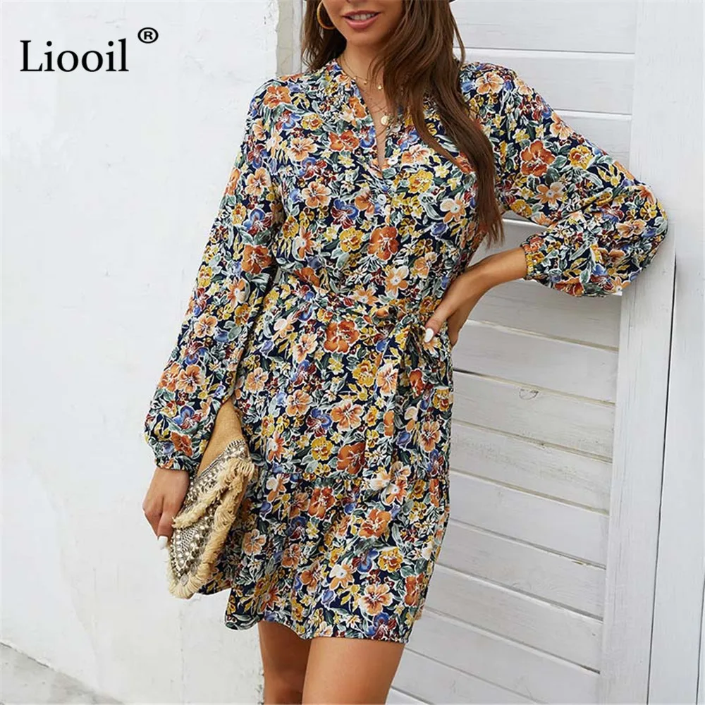 Liooil Floral Print Short Dress V Neck Long Sleeve Bandage Dresses For Women Ladies Casual Elegant Vacation Dress Autumn Winter
Liooil Floral Print Short Dress V Neck Long Sleeve Bandage Dresses For Women Ladies Casual Elegant Vacation Dress Autumn Winter