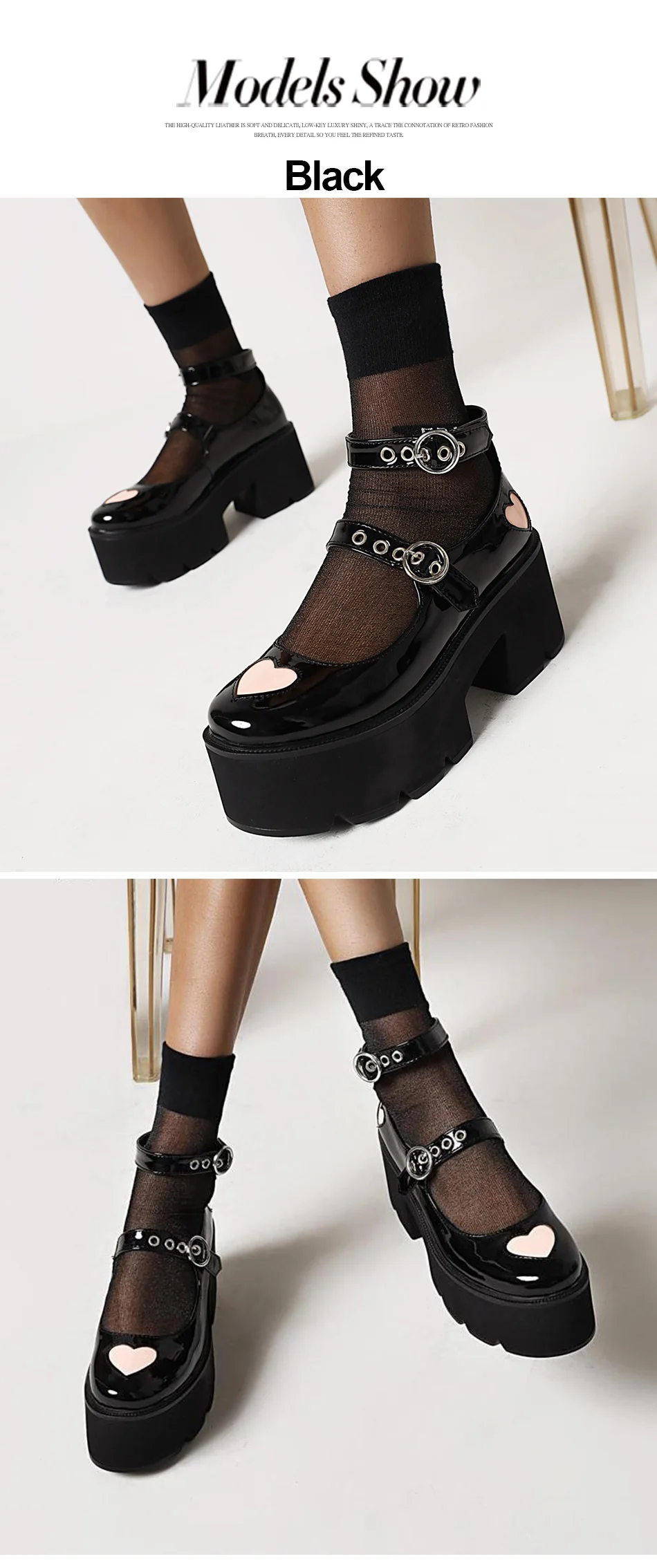 2021 new Belt Buckle Heart Gothic Lolita Shoes For Women Patent Leather Black Platform Chunky Heel Women Pumps Japanese Harajuku
2021 new Belt Buckle Heart Gothic Lolita Shoes For Women Patent Leather Black Platform Chunky Heel Women Pumps Japanese Harajuku