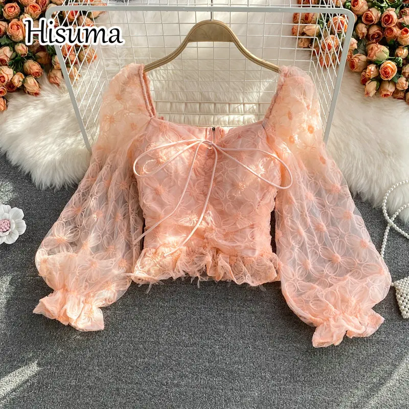 Женская кружевная рубашка, однотонная Элегантная блузка с квадратным вырезом и рукавами-фонариками, со складками, на осень, 2021
Женская кружевная рубашка, однотонная Элегантная блузка с квадратным вырезом и рукавами-фонариками, со складками, на осень, 2021