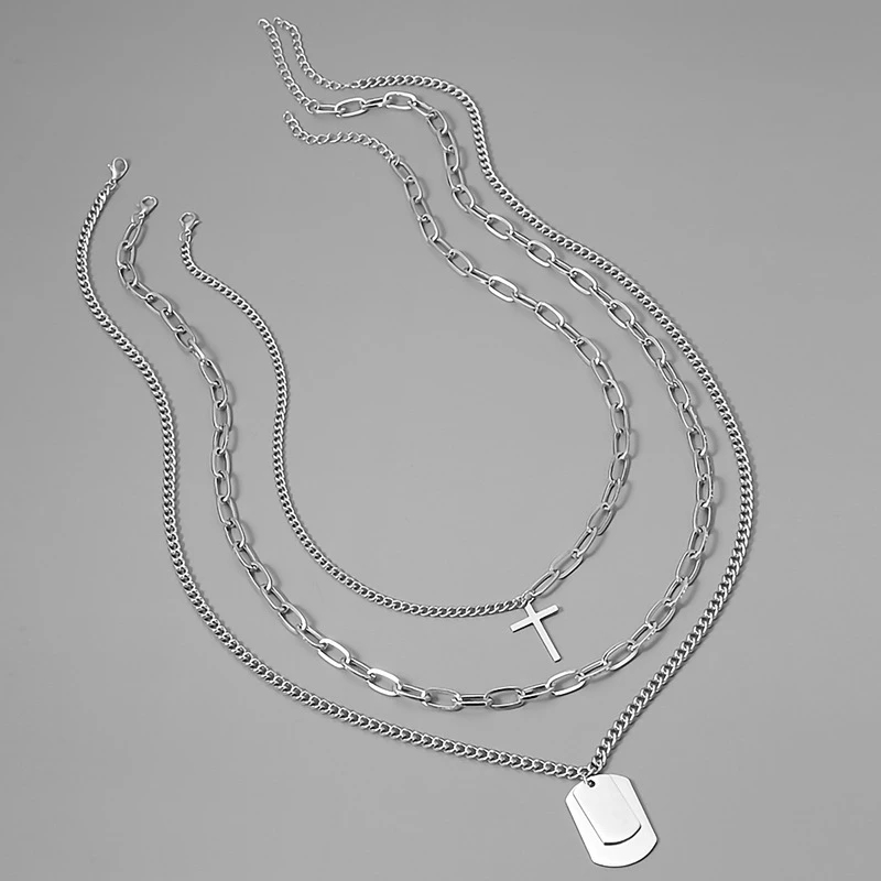 POTCET Unisex Stainless Steel Multilayer Cross Tag Titanium Steel Necklace Pendant Clavicle Chain Fashion Hip Hop Party Jewelry
POTCET Unisex Stainless Steel Multilayer Cross Tag Titanium Steel Necklace Pendant Clavicle Chain Fashion Hip Hop Party Jewelry