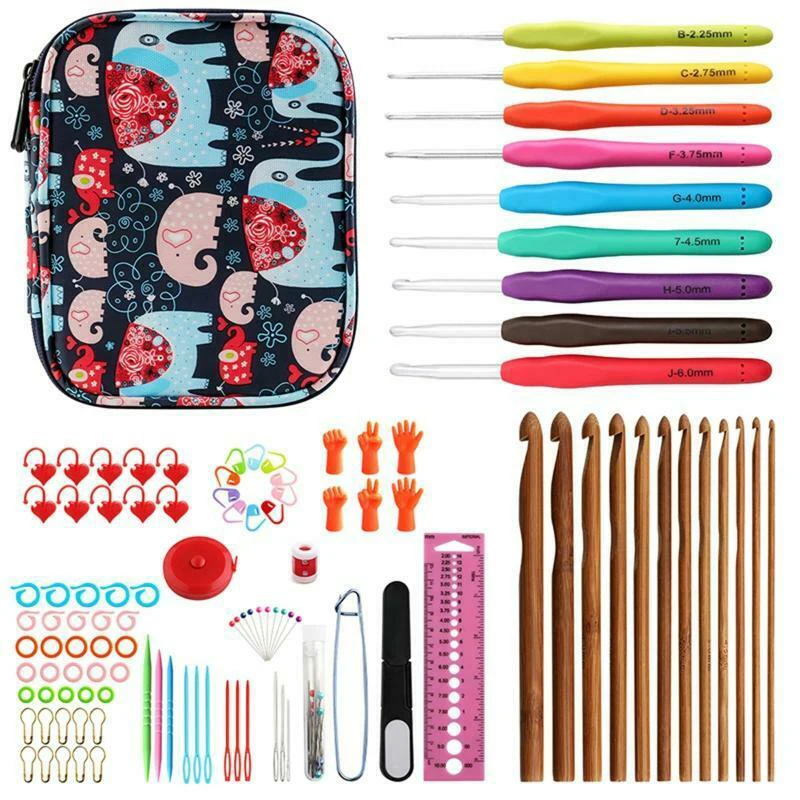 110Pcs Crochet Hook Kit Gauge Scissors Stitch Holder Yarn Weave Wood Knitting Needles Hook DIY Craft Sweater Weaving Tools
110Pcs Crochet Hook Kit Gauge Scissors Stitch Holder Yarn Weave Wood Knitting Needles Hook DIY Craft Sweater Weaving Tools