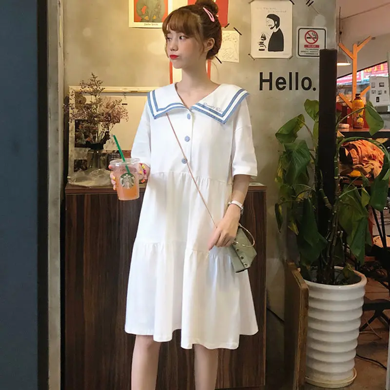 Japanese College Style Summer Dress Sweet Peter Pan Collar Kawaii Lace Ruffles Dress Short Sleeve Mori Girl Woman Dress
Japanese College Style Summer Dress Sweet Peter Pan Collar Kawaii Lace Ruffles Dress Short Sleeve Mori Girl Woman Dress