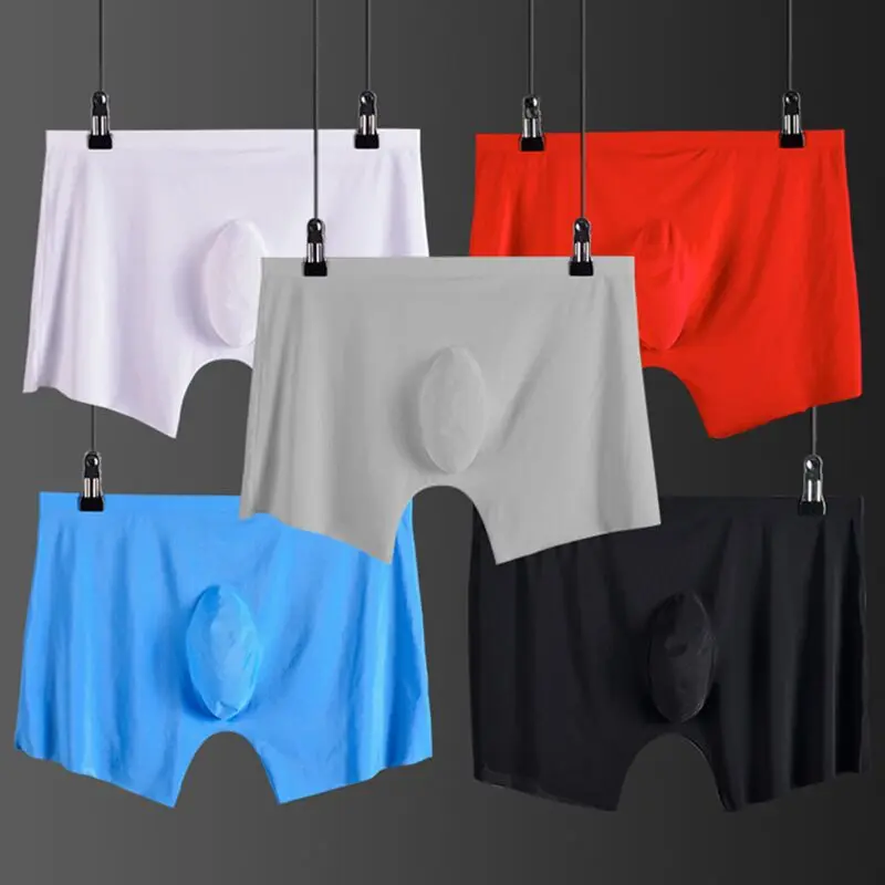 

4pcs/lot men underwear Boxer shorts mens Ice silk Seamless u convex very soft sexy kilot male men's underpants cueca boxer homme