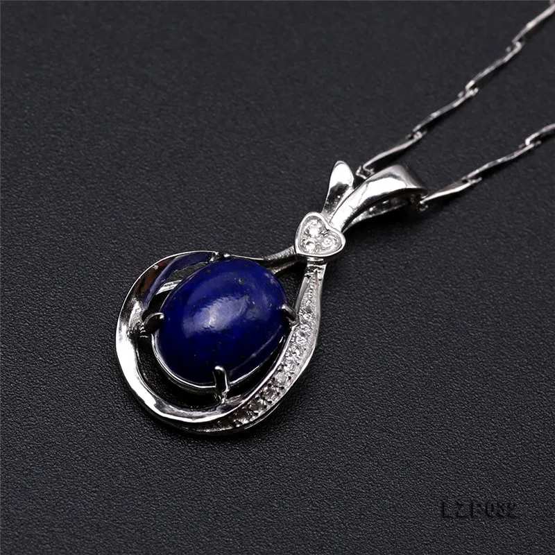 

JYX Beautiful Lapis lazuli Sterling 925 Silver Pendant Oval Jewelry for Women Everyday Holiday Gift