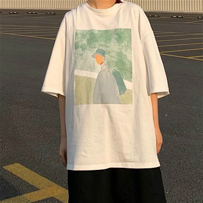 Футболки женские модные повседневные свободные с принтом корейские летние длинные топы в стиле Харадзюку уличные Топы большого размера дл... 
Футболки женские модные повседневные свободные с принтом корейские летние длинные топы в стиле Харадзюку уличные Топы большого размера дл...