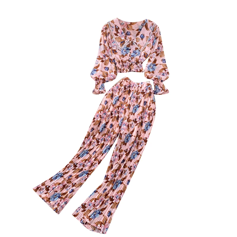 Женский костюм с цветочным принтом, Стильная приталенная рубашка с отворотом и бусинами + плиссированные широкие брюки, повседневный модны...
Женский костюм с цветочным принтом, Стильная приталенная рубашка с отворотом и бусинами + плиссированные широкие брюки, повседневный модны...